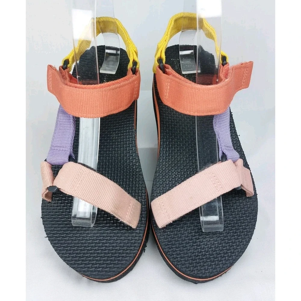 Time & Tru Girls‎ Platform Hook Loop Sandals Colorful Size 5.5-6 (Estimate)